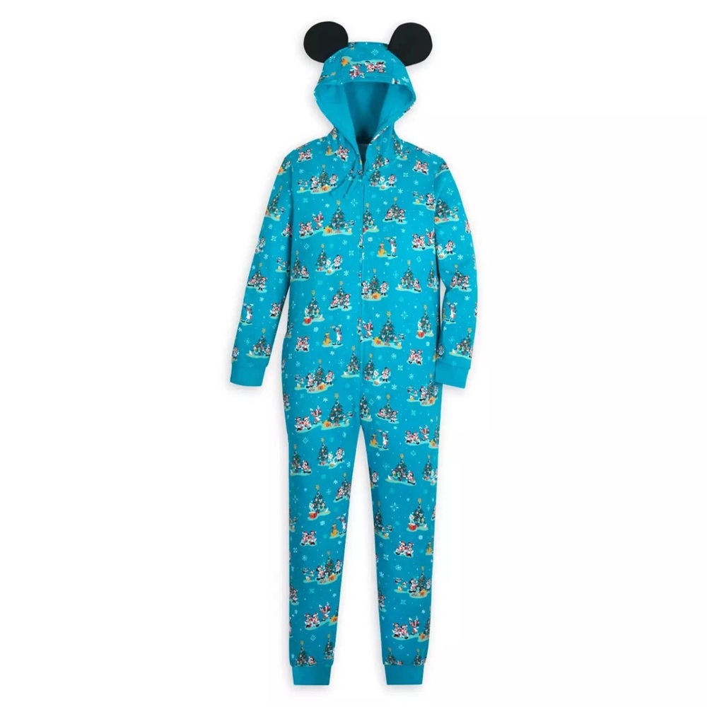 Disney Men’s Mickey & Friends Holiday Hooded Onesie Pajamas L